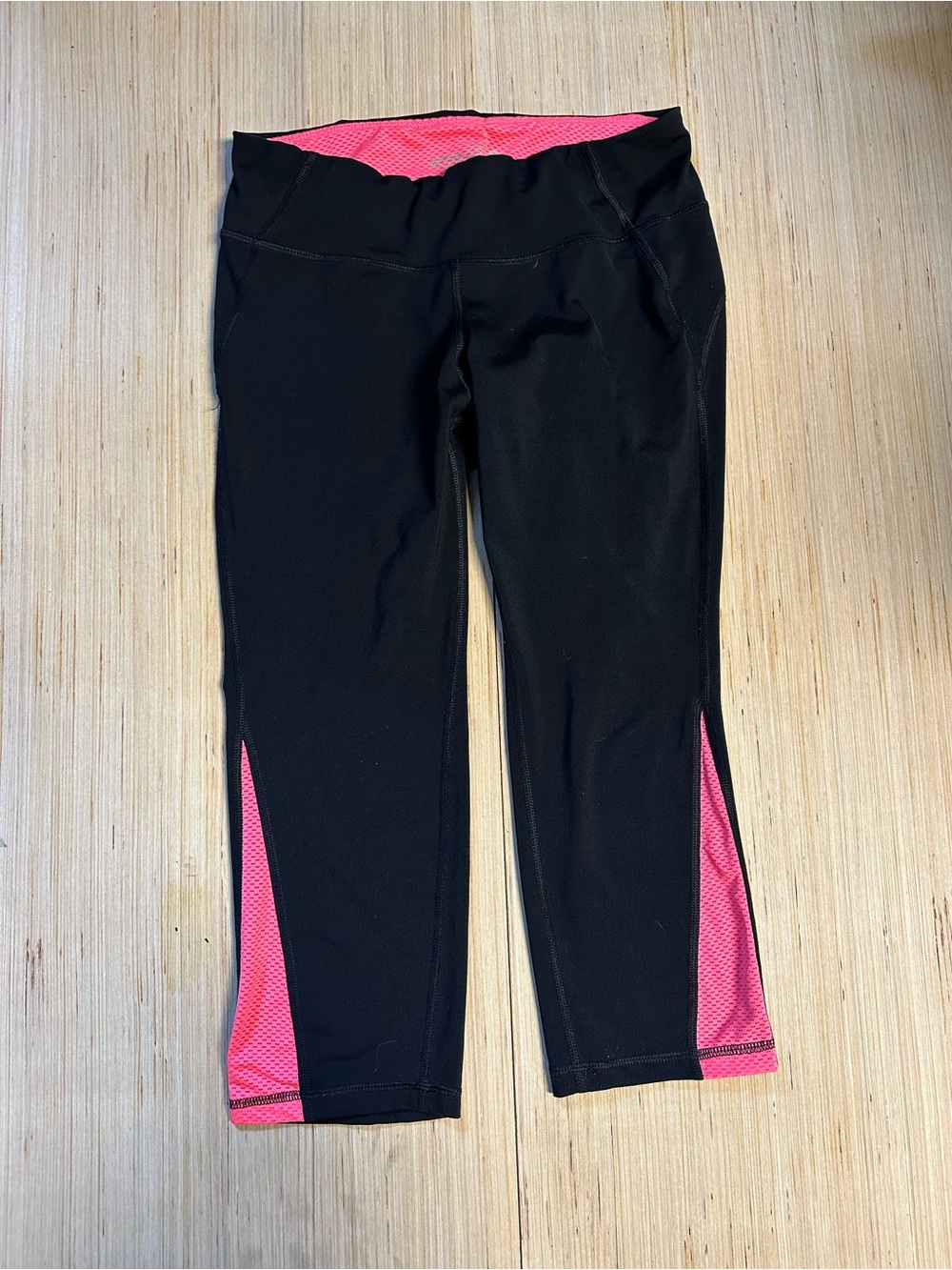 Old Navy Black Leggings with Pink Mesh Panels